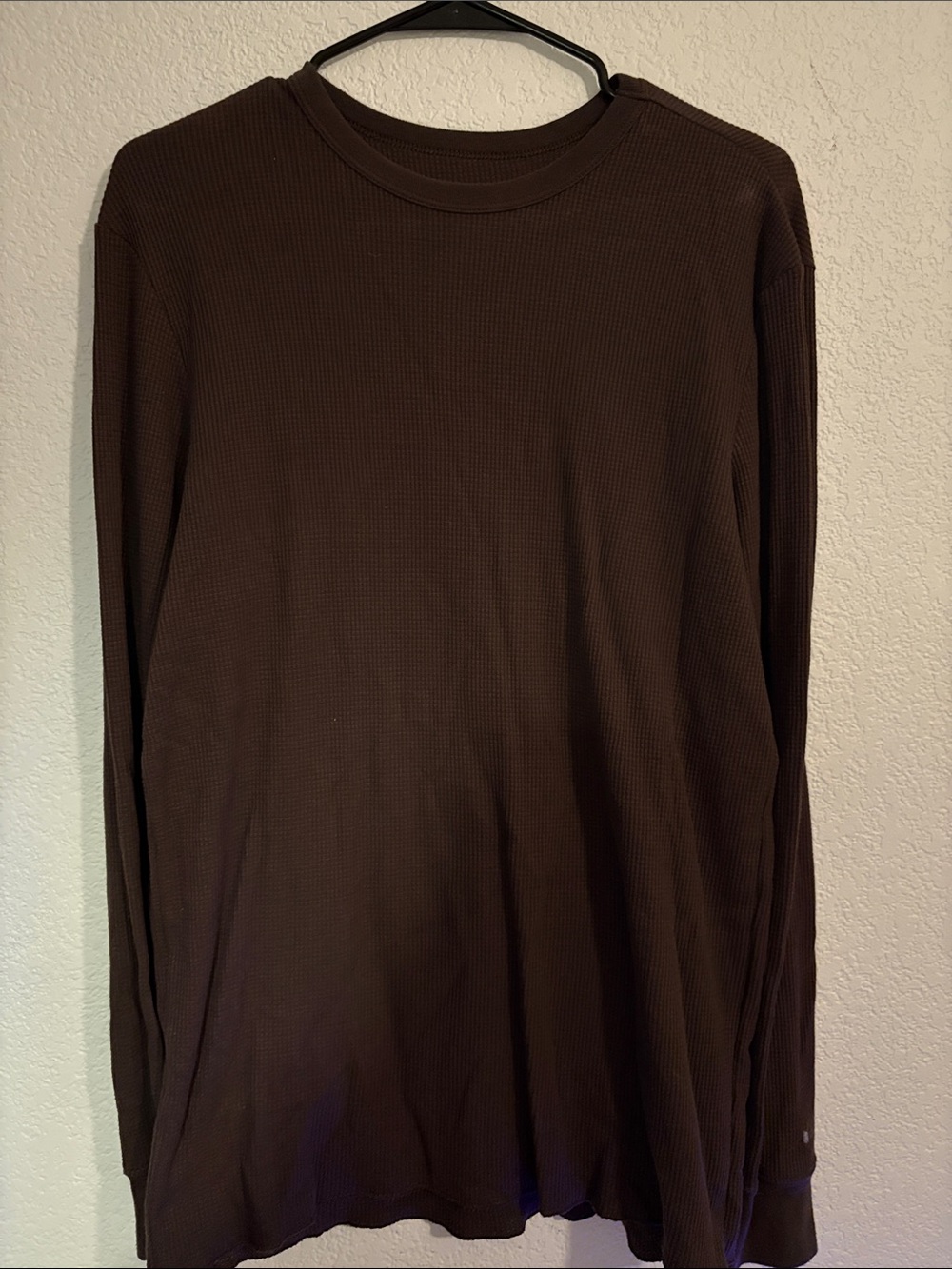 Brown Long-Sleeve Thermal Crewneck Shirt
